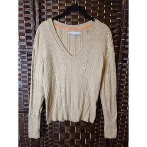 Old Navy Cable Knit Sweater V Neck Brown Medium Y2k‎ 90's Outdoor Preppy